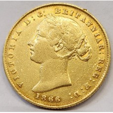 AUSTRALIA 1866 . ONE 1 SOVEREIGN . SYDNEY . GOLD